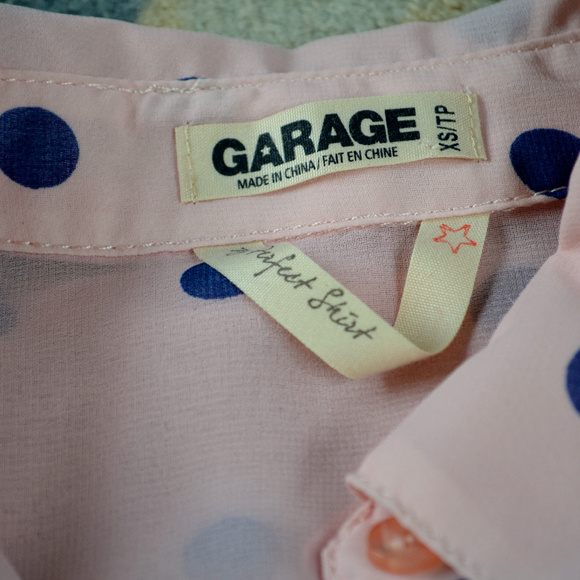 Blush/ Navy Polka Dot Blouse by Garage Size XS - Picture 4 of 8